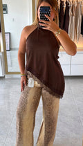 Blusa Encaje Cafe
